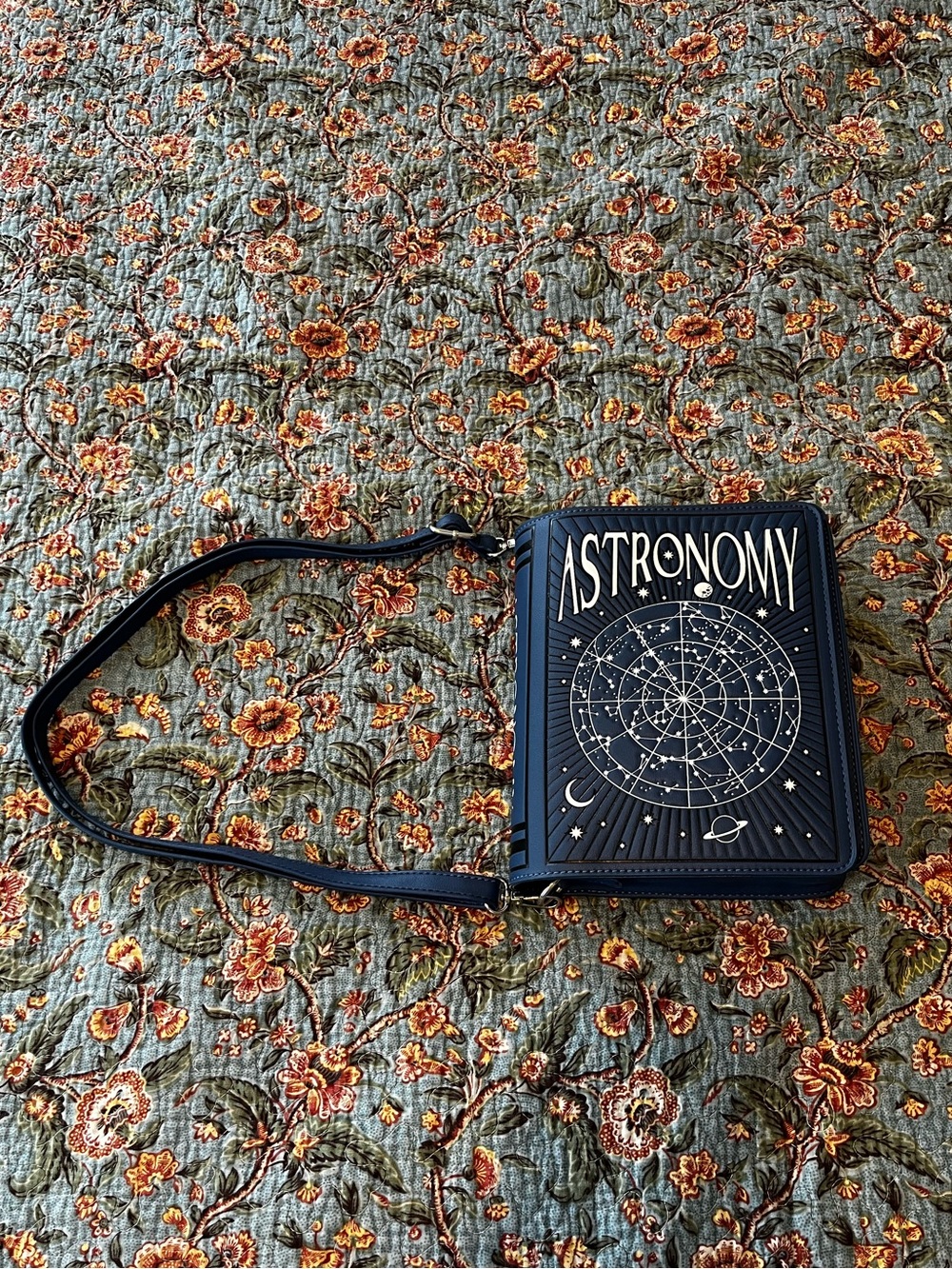 Astronomy Book Purse Mad Engine Navy Bag with Adjustable Strap